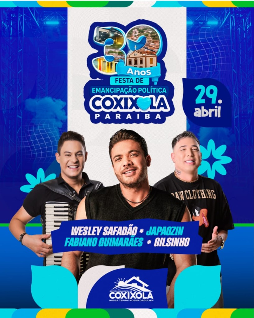 Programação da Festa de Emancipação Política de Coxixola (PB)