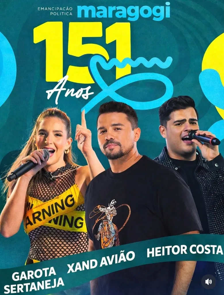 Emancipação de Maragogi (AL): Show de Xand Avião Lidera Lineup