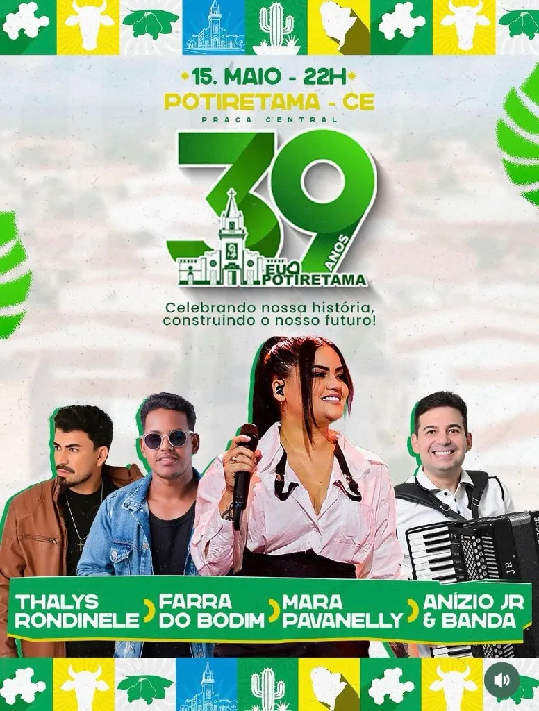 Aniversário de Potiretama (CE) 39 Anos: Mara Pavanelly, Thalys Rondinele e Farra do Bodim
