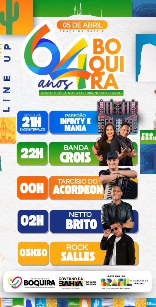 Boquira celebra 64 Anos na Praça da Matriz com show de Tarcísio do Acordeon