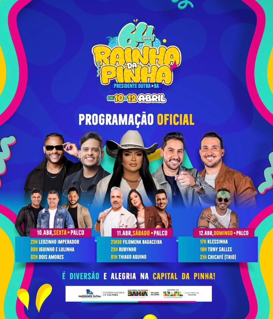 64 Anos Presidente Dutra: Confira a programação completa da festa Rainha da Pinha!