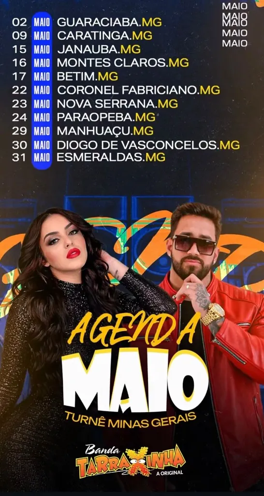 Agenda de Shows da Banda Tarraxinha - Maio de 2026