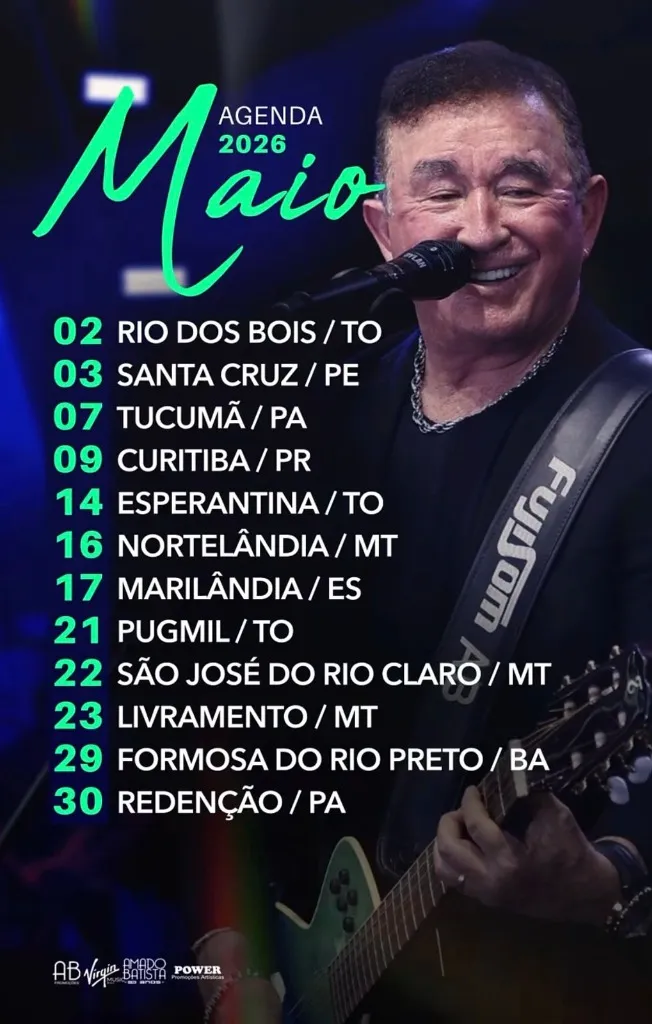 Agenda de Shows de Amado Batista em Maio de 2026