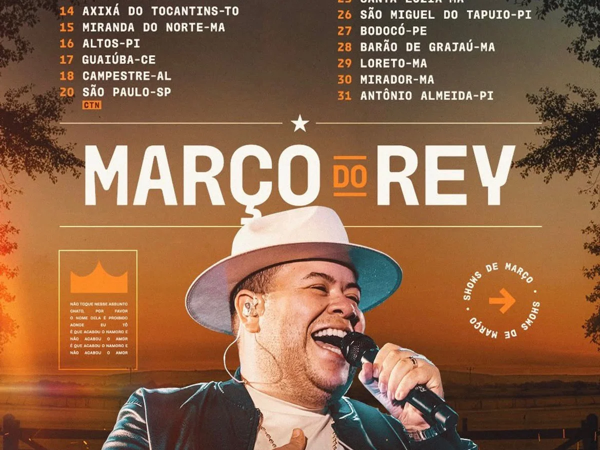 Rey Vaqueiro divulga agenda completa de Março de 2026 com shows em 8 estados