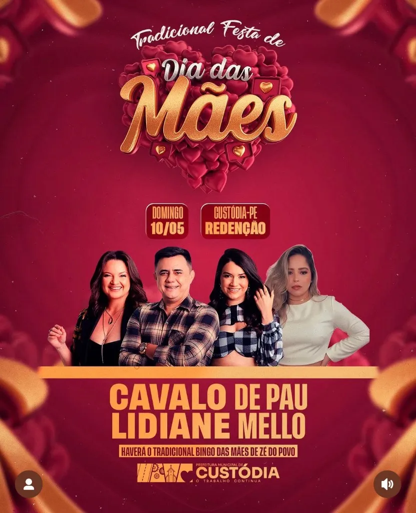 Programação: Tradicional Festa de Dia das Mães em Custódia (PE)
