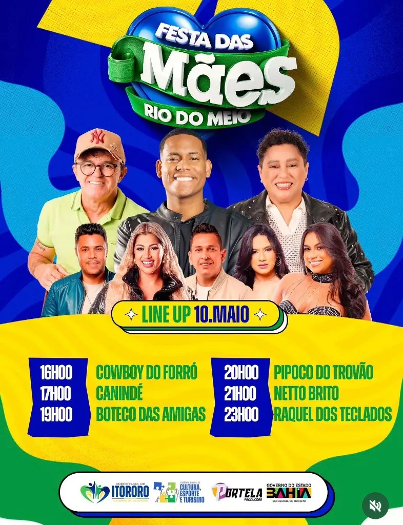 Cartaz da Festa das Mães em Rio do Meio - Dia 10