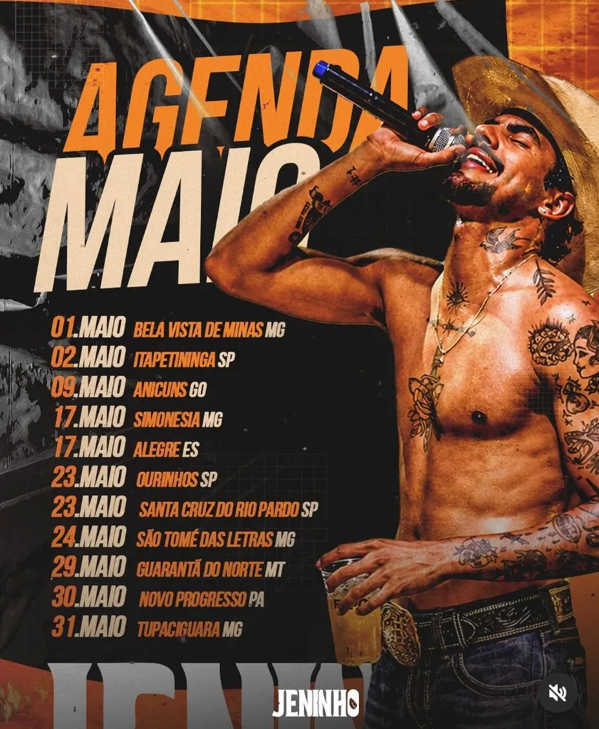 Agenda de Shows de Jeninho em Maio de 2026