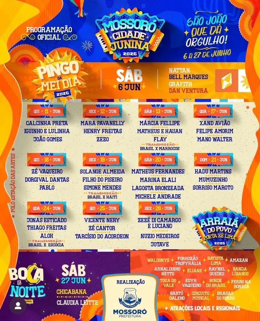 Mossoró Cidade Junina 2026 Anuncia Mega Grade com Mais de 30 Atrações e São João que Dá Orgulho