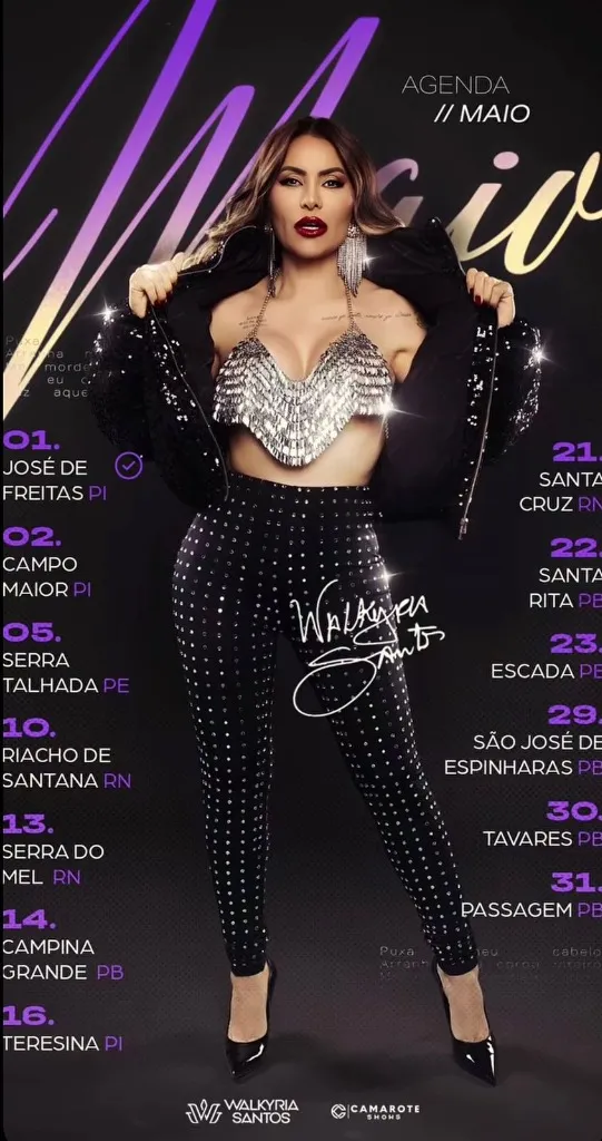 Agenda de Shows de Walkyria Santos em Maio de 2026